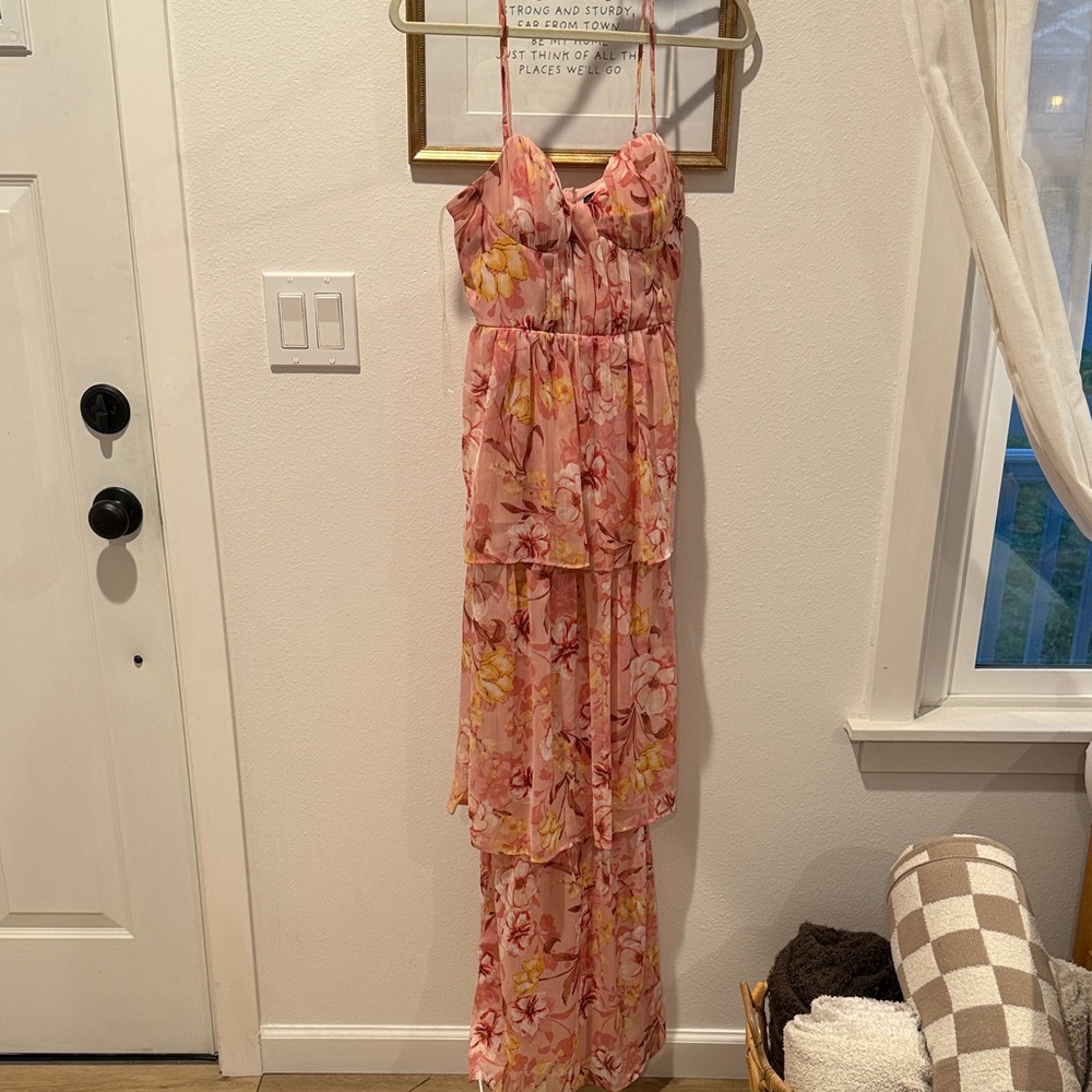 Crystal Doll Pink Floral Maxi Dress